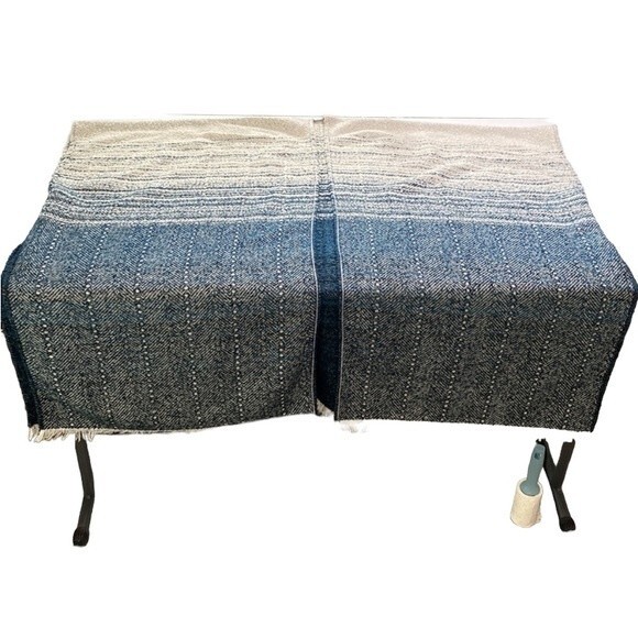 Lucky Brand Striped Kimono Poncho Sweater Wrap Ombre Open Front Fringe Hem Boho - Picture 10 of 14